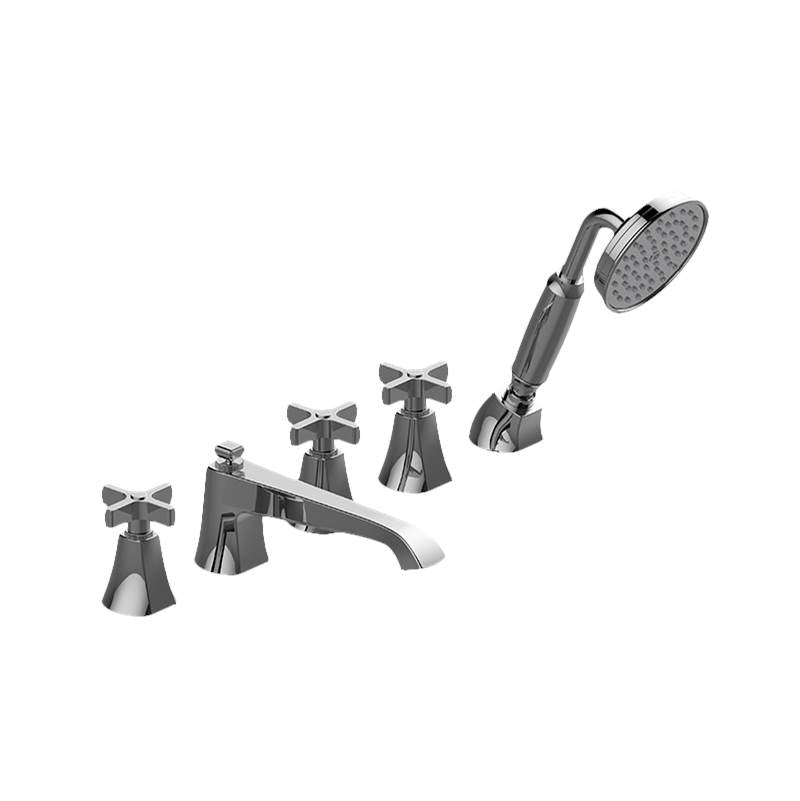 Graff - Finezza DUE Roman Tub Set w/Handshower w/Cross Handle (Rough and Trim) - Warm Bronze Pvd