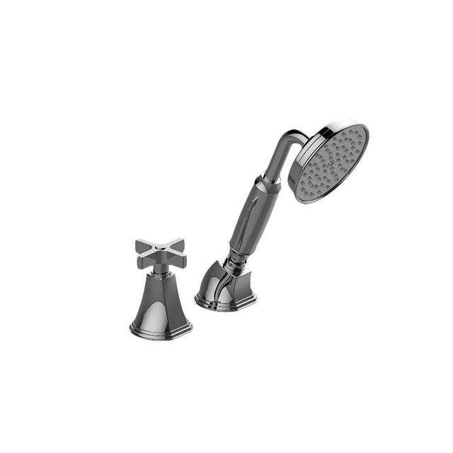 Graff - Finezza UNO Deck-Mounted Handshower & Diverter Set w/Cross Handle (Trim) - Architectural White