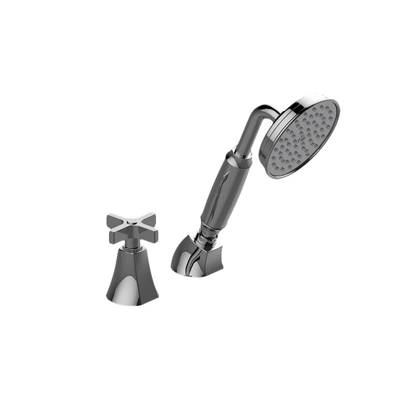 Graff - Finezza DUE Deck-Mounted Handshower & Diverter Set w/Cross Handle (Trim) - Architectural White