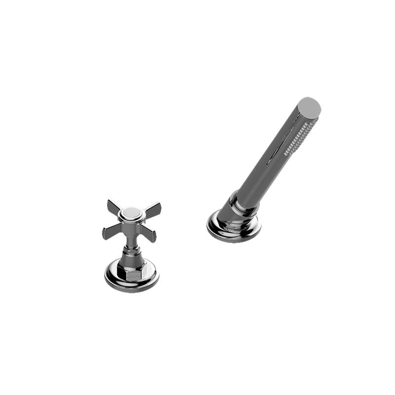 Graff - Camden Deck-Mounted Handshower & Diverter Set w/Cross Handle (Trim) - Architectural White