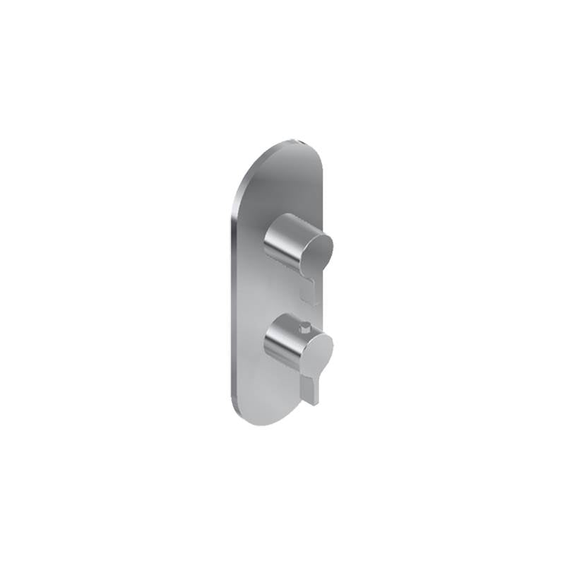Graff - M-Series Round 2-Hole Trim Plate with Terra Handles (Vertical Installation) - Unfinished Brass