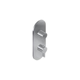 Graff - M-Series Round 2-Hole Trim Plate with Terra Handles (Vertical Installation) - Unfinished Brass