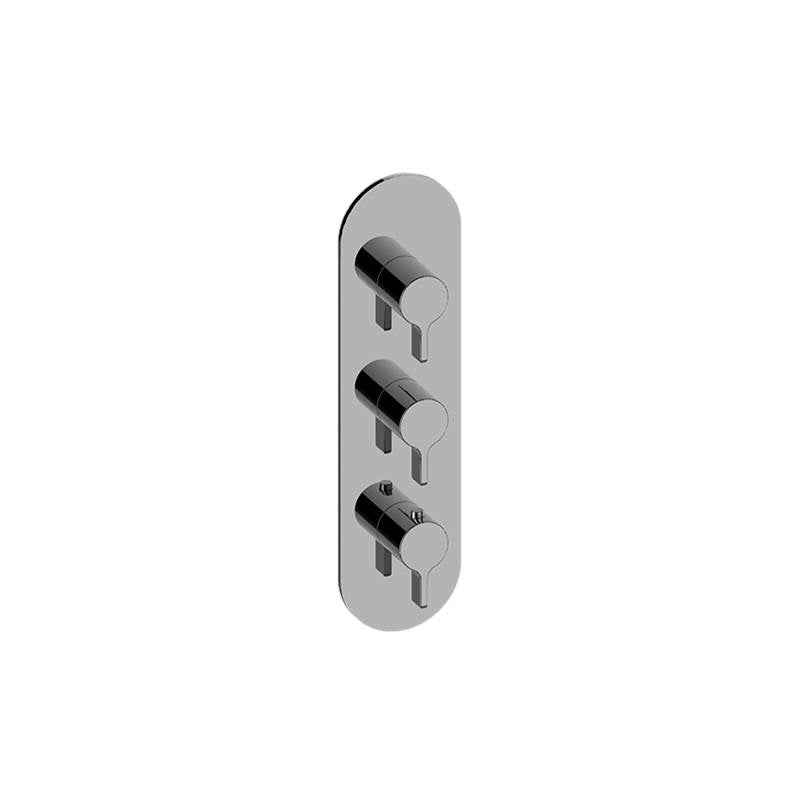 Graff - Terra Round M-Series Valve Trim with Three Handles - Warm Bronze Pvd