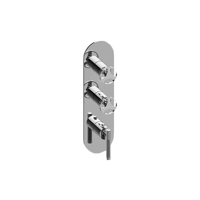 Graff - Harley Round M-Series Valve Trim with Three Handles - Architectural White