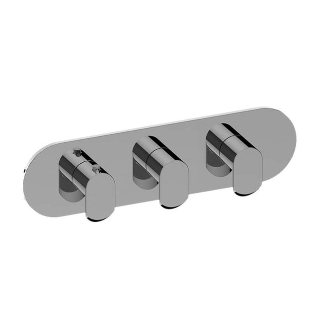 Graff - Phase Round M-Series Valve Trim with Three Handles (Horizontal Orientation) - Architectural White