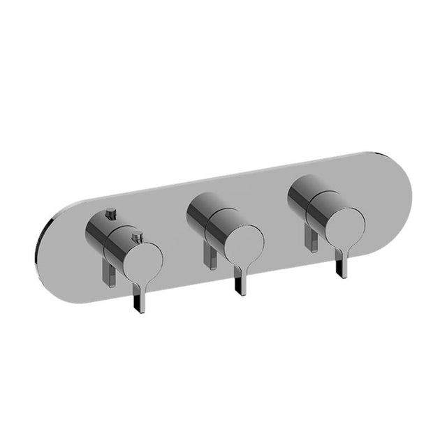 Graff - Terra Round M-Series Valve Trim with Three Handles (Horizontal Orientation) - Architectural White