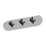 Graff - M.E. Round M-Series Valve Trim with Three Handles (Horizontal Orientation) - Warm Bronze Pvd