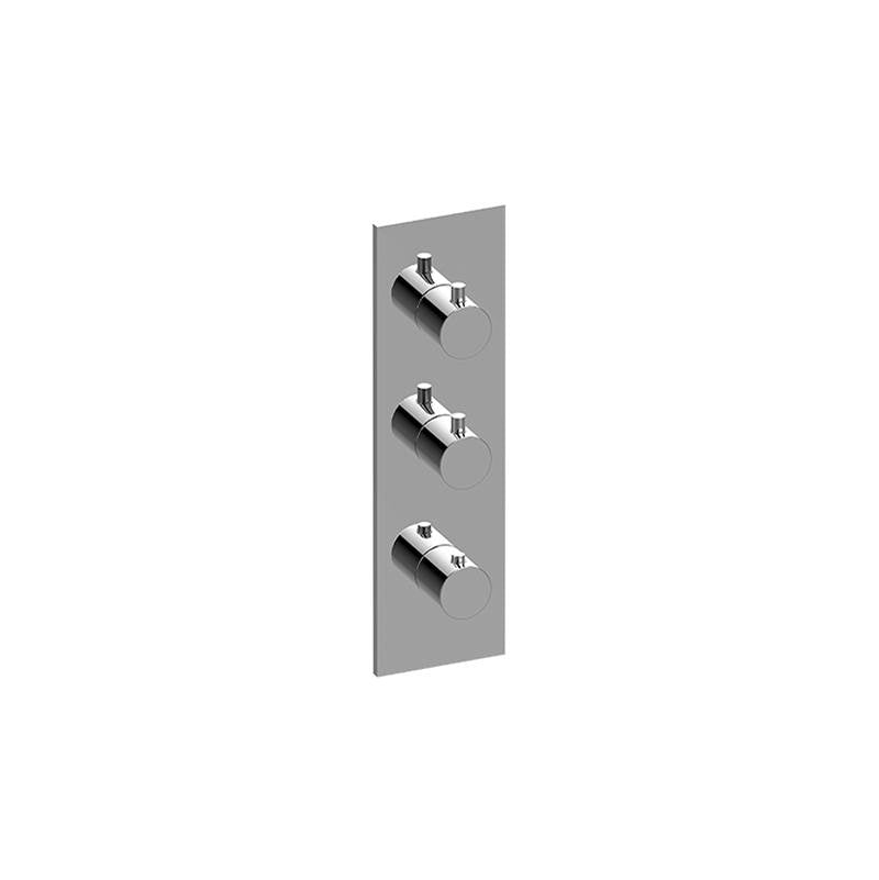 Graff - M.E. Square M-Series Valve Trim with Three Handles - Steelnox  Satin Nickel