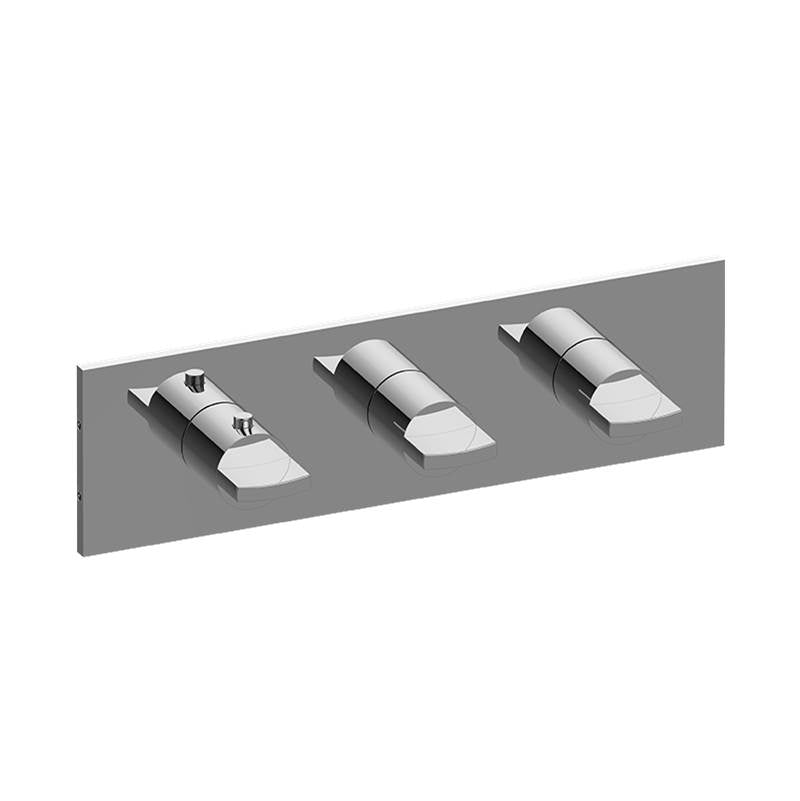 Graff - Sade/Targa Square M-Series Valve Trim with Three Handles (Horizontal Orientation) - Architectural White