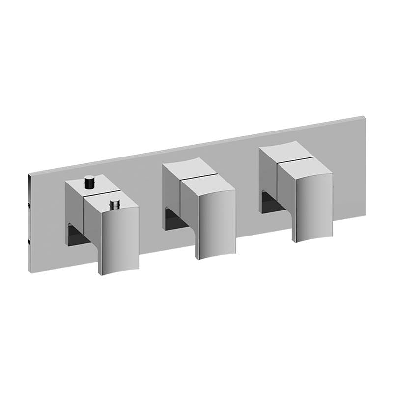 Graff - Sade/Targa Square M-Series Valve Trim with Three Handles (Horizontal Orientation) - Architectural White