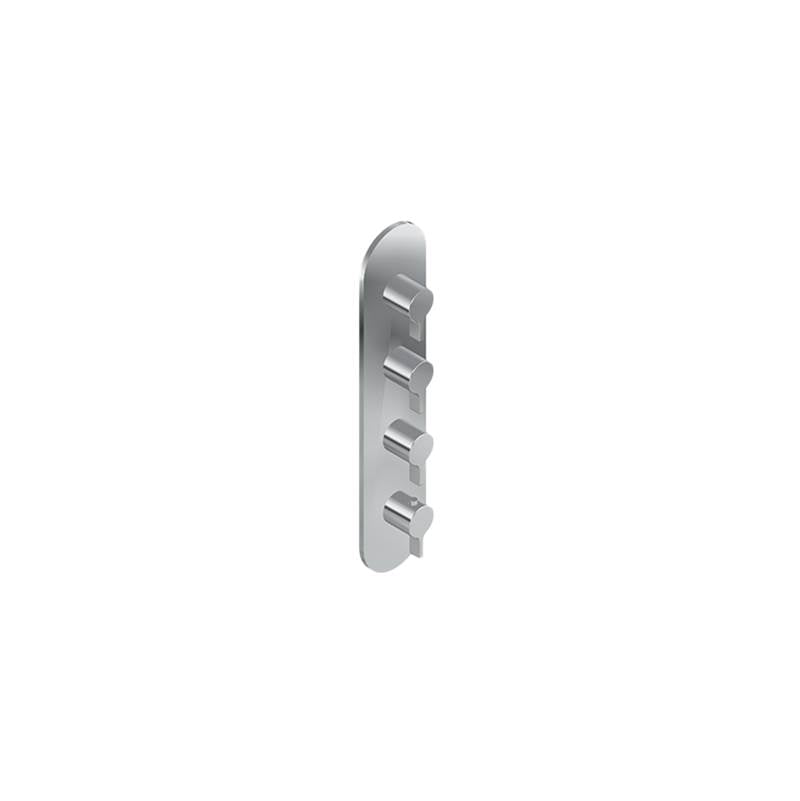 Graff - M-Series Round 4-Hole Trim Plate with Terra Handles (Vertical Installation) - Unfinished Brass