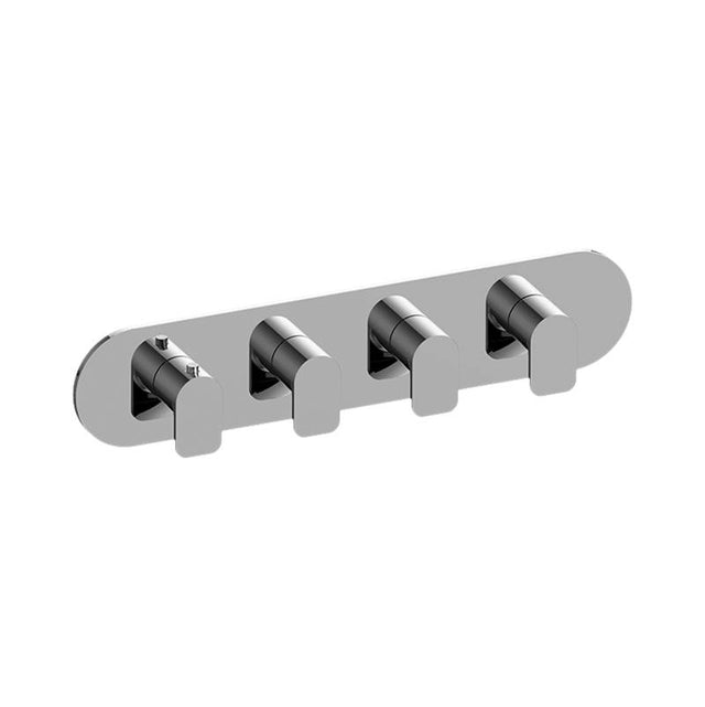 Graff - Sento Round M-Series Valve Trim with Four Handles (Horizontal Orientation) - Architectural White