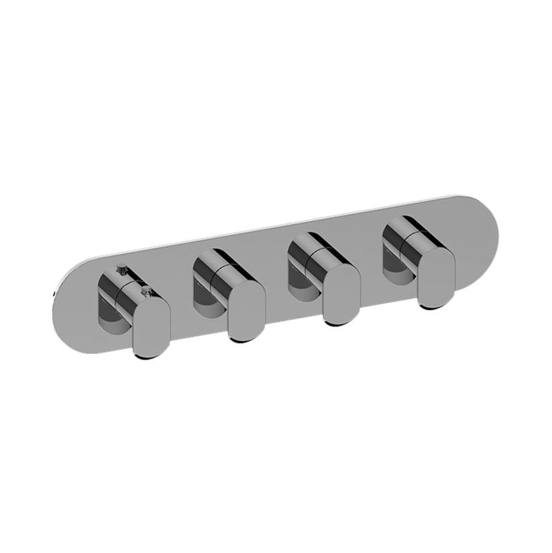 Graff - Phase Round M-Series Valve Trim with Four Handles (Horizontal Orientation) - Architectural White