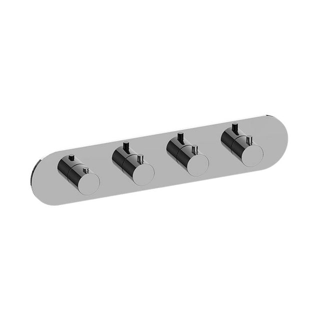 Graff - M.E. Round M-Series Valve Trim with Four Handles (Horizontal Orientation) - Warm Bronze Pvd