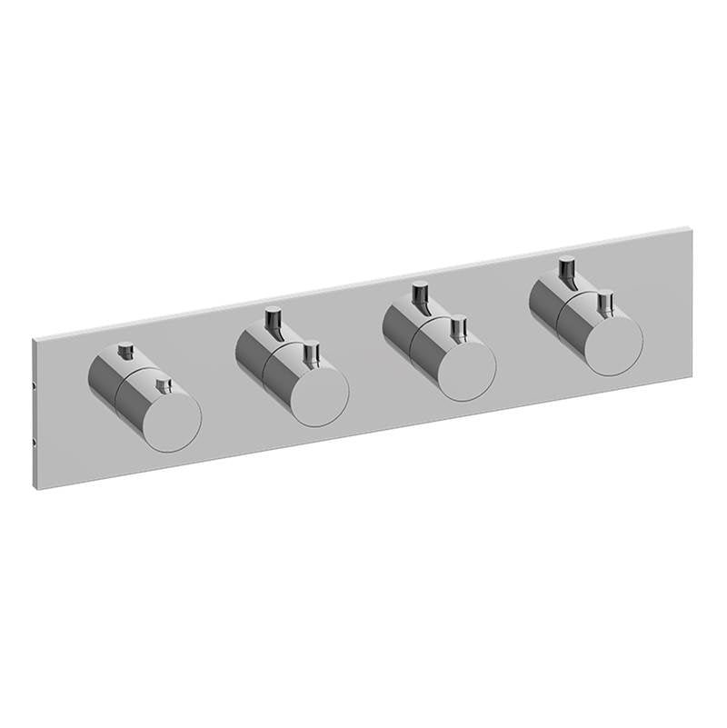 Graff - M.E. Square M-Series Valve Trim with Four Handles (Horizontal Orientation) - Architectural White