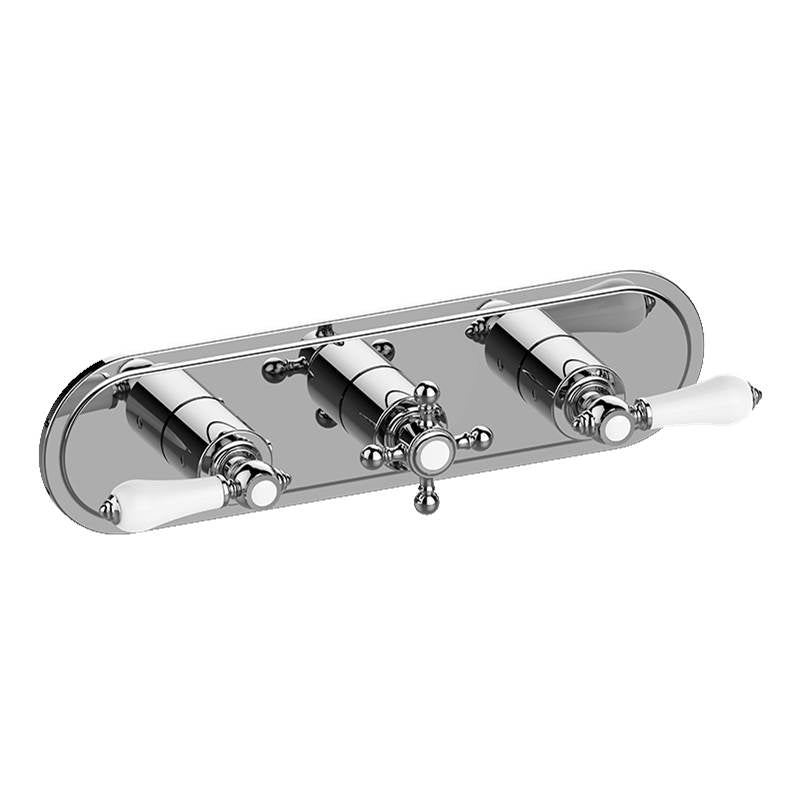 Graff - Adley Traditional M-Series Valve Trim with Three Handles (Horizontal Orientation) - Architectural White