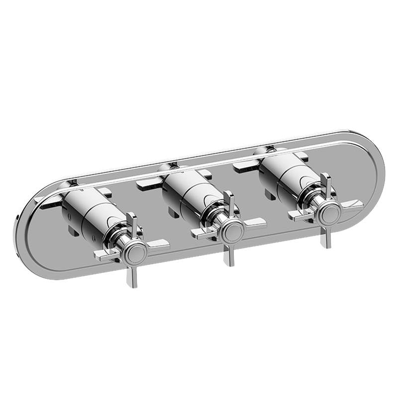 Graff - M-Series Camden 3-Hole Trim Plate w/Cross Handles (Horizontal Installation) - Unfinished Brass