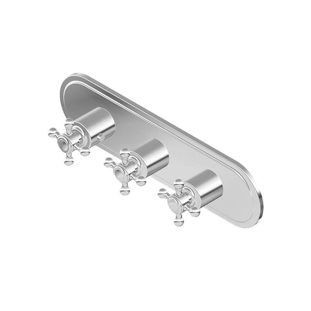 Graff - Adley Traditional M-Series Valve Trim with Three Handles (Horizontal Orientation) - Vintage Brushed Brass