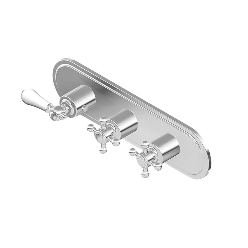 Graff - Adley Traditional M-Series Valve Trim with Three Handles (Horizontal Orientation) - Vintage Brushed Brass