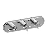 Graff - Camden Traditional M-Series Valve Trim with Three Handles (Horizontal Orientation) - Vintage Brushed Brass