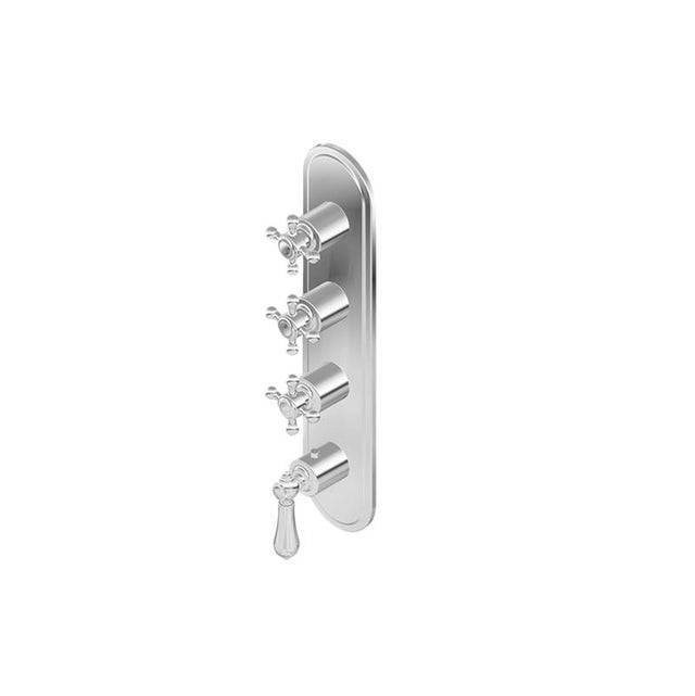 Graff - Adley Traditional M-Series Valve Trim with Four Handles - Vintage Brushed Brass