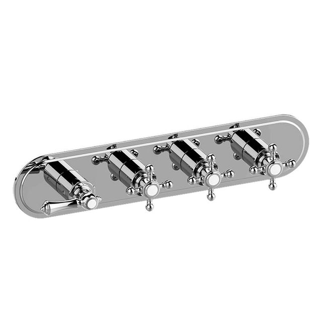 Graff - Adley Traditional M-Series Valve Trim with Four Handles (Horizontal Orientation) - Architectural White