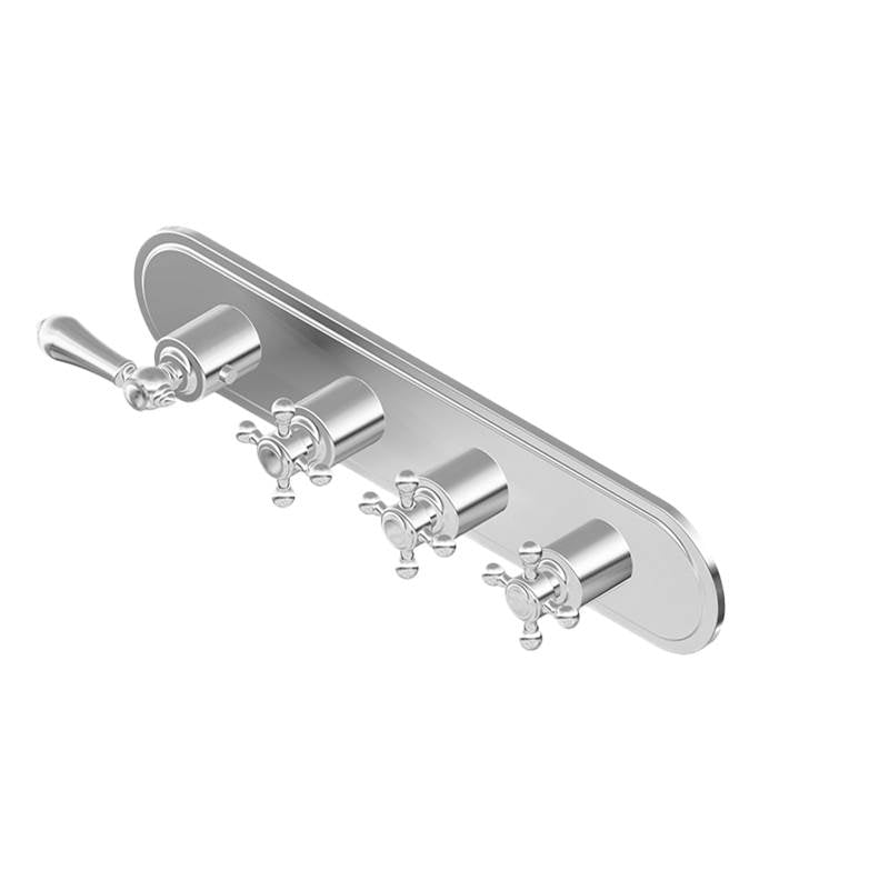 Graff - Adley Traditional M-Series Valve Trim with Four Handles (Horizontal Orientation) - Vintage Brushed Brass