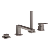Grohe - 4-Hole Single-Handle Deck Mount Roman Tub Faucet with 1.75 GPM Hand Shower - Hard Graphite