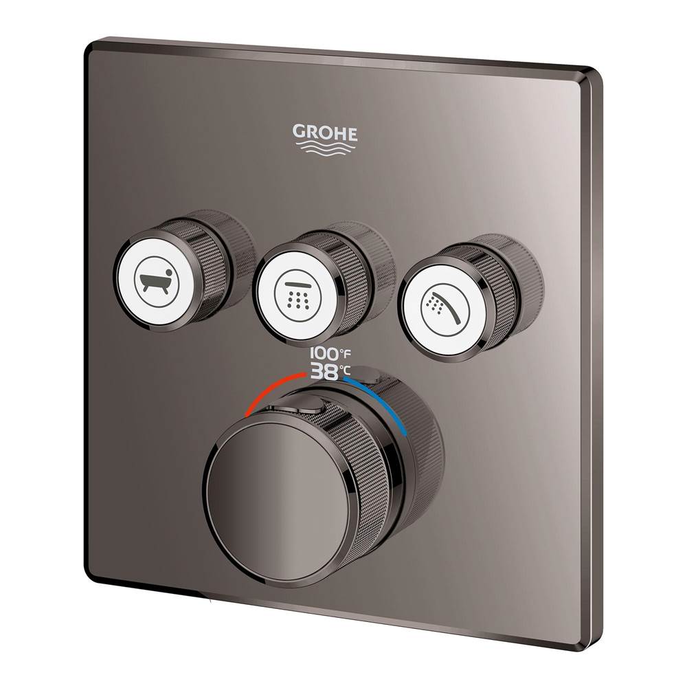 Grohe - Triple Function Thermostatic Valve Trim - Hard Graphite