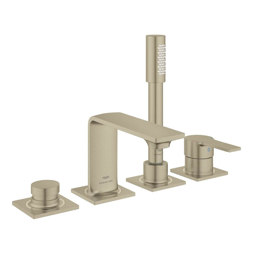 Grohe - Allure 4-Hole Single-Handle Deck Mount Roman Tub Faucet with 1.75 GPM Hand Shower - Brushed Nickel