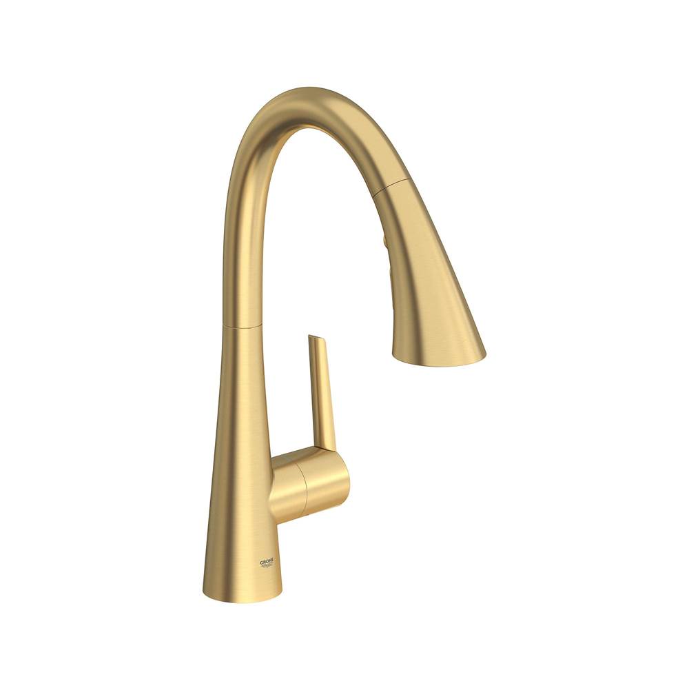 Grohe - Single-Handle Pull Down Triple Spray Bar Faucet  1.75 GPM - Brushed Cool Sunrise