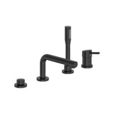 Grohe - 4-Hole Single-Handle Deck Mount Roman Tub Faucet with 1.75 GPM Hand Shower - Matte Black