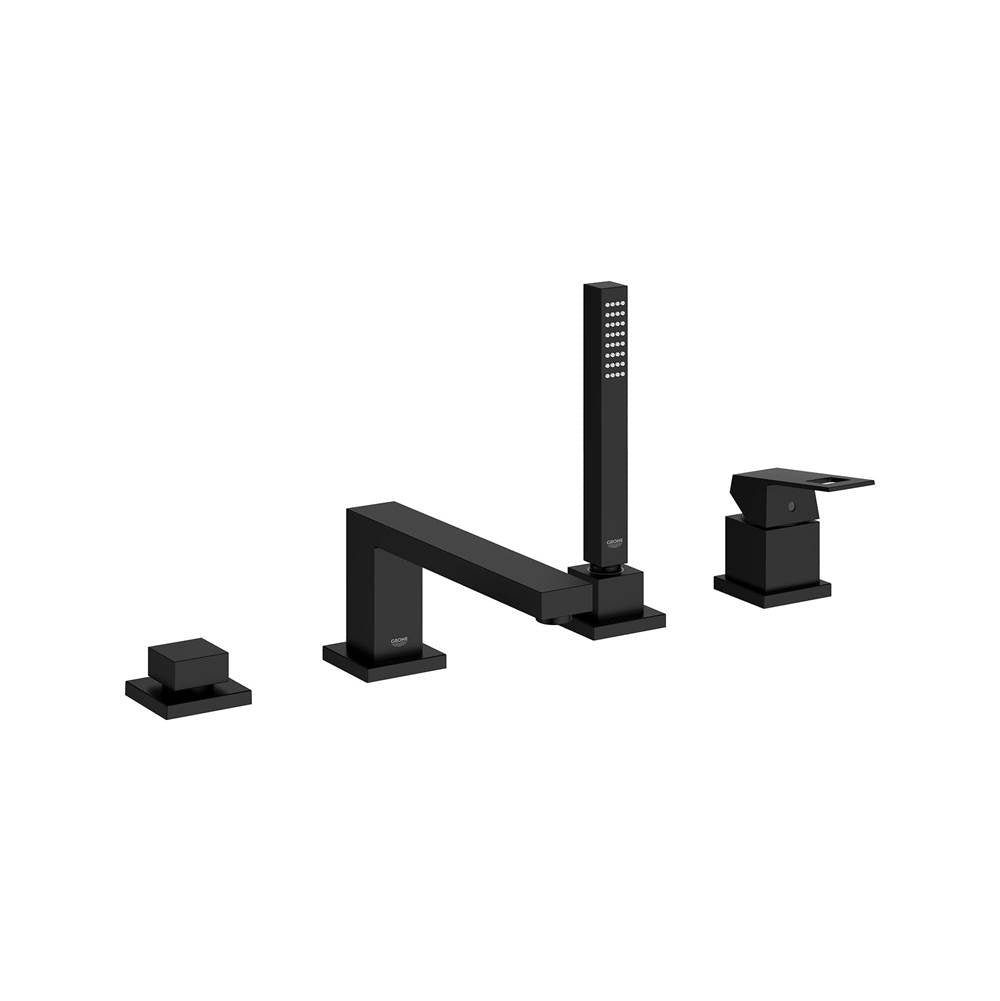 Grohe - 4-Hole Single-Handle Deck Mount Roman Tub Faucet with 1.75 GPM Hand Shower - Matte Black