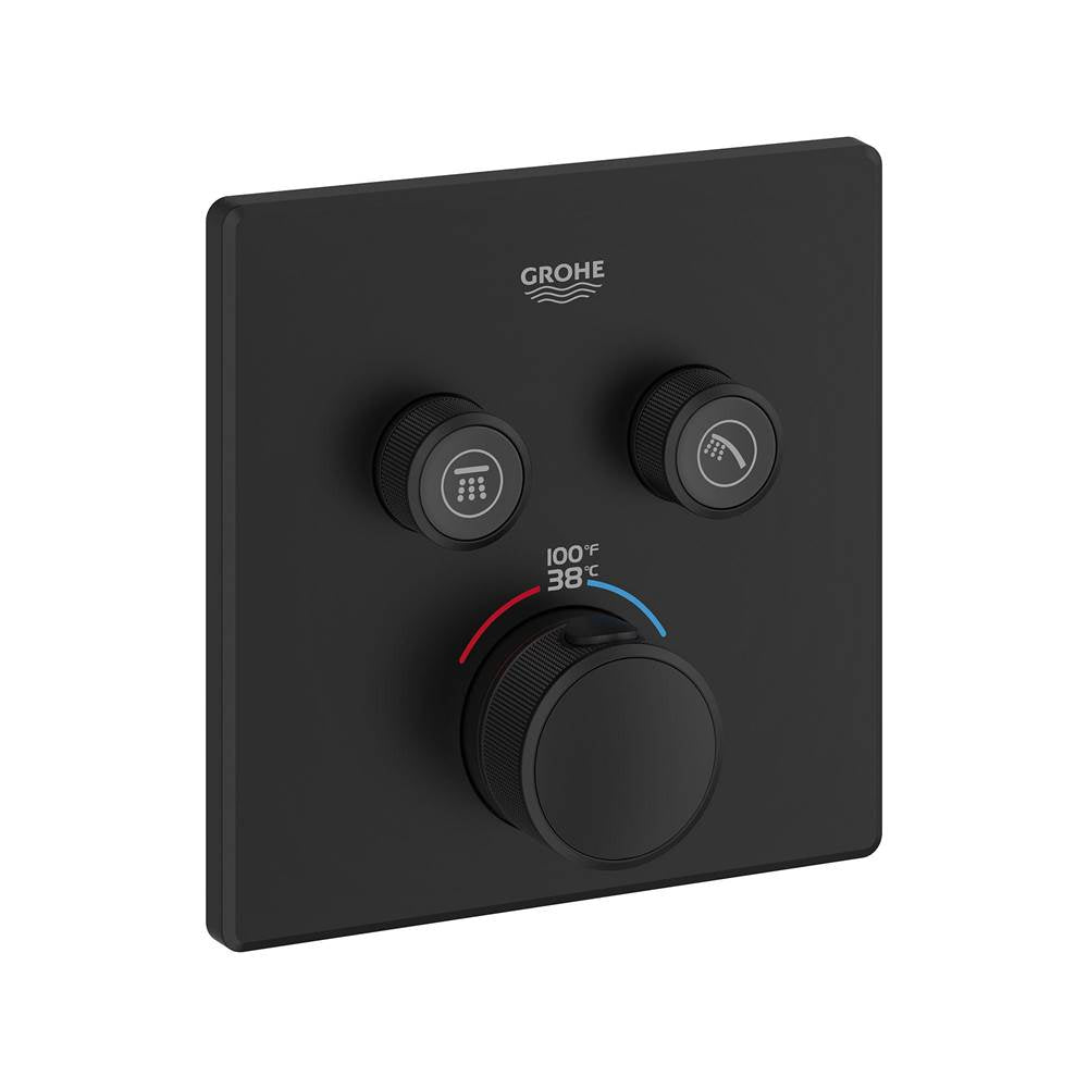 Grohe - Dual Function Thermostatic Valve Trim - Matte Black
