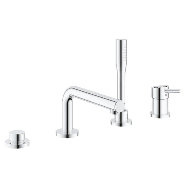 Grohe - 4-Hole Single-Handle Deck Mount Roman Tub Faucet with 1.75 GPM Hand Shower - Chrome