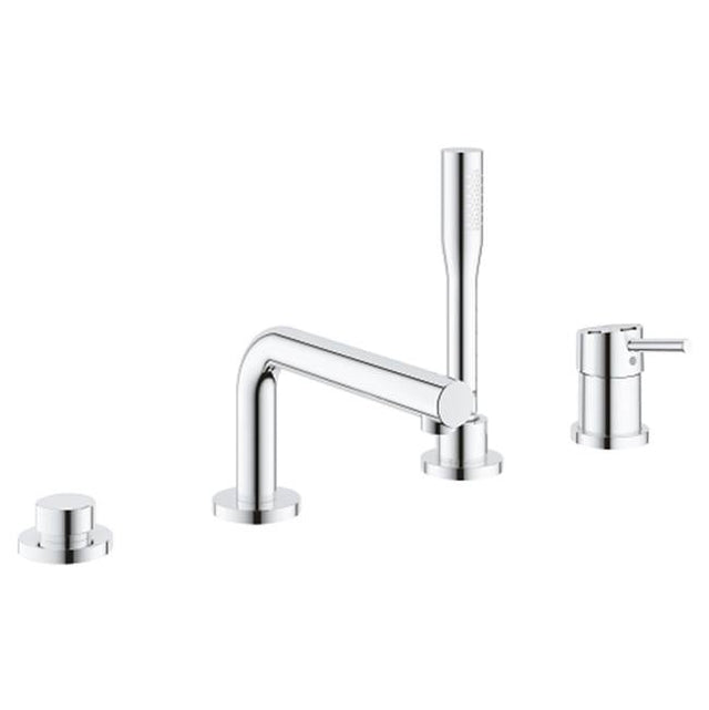 Grohe - 4-Hole Single-Handle Deck Mount Roman Tub Faucet with 1.75 GPM Hand Shower - Chrome