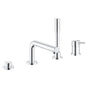 Grohe - 4-Hole Single-Handle Deck Mount Roman Tub Faucet with 1.75 GPM Hand Shower - Chrome