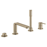 Grohe - 4-Hole Single-Handle Deck Mount Roman Tub Faucet with 1.75 GPM Hand Shower - Brushed Nickel