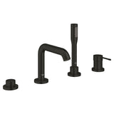 Grohe - 4-Hole Single-Handle Deck Mount Roman Tub Faucet with 1.75 GPM Hand Shower - Matte Black