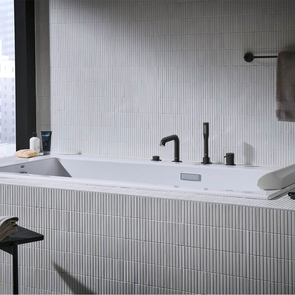 4-Hole Single-Handle Deck Mount Roman Tub Faucet with 1.75 GPM Hand Shower