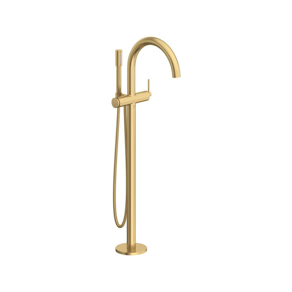 Grohe - Single-Handle Freestanding Tub Faucet with 1.75 GPM Hand Shower - Brushed Cool Sunrise