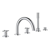 Grohe - 5-Hole 2-Handle Deck Mount Roman Tub Faucet with 1.75 GPM Hand Shower - Chrome