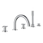 Grohe - 5-Hole 2-Handle Deck Mount Roman Tub Faucet with 1.75 GPM Hand Shower - Chrome
