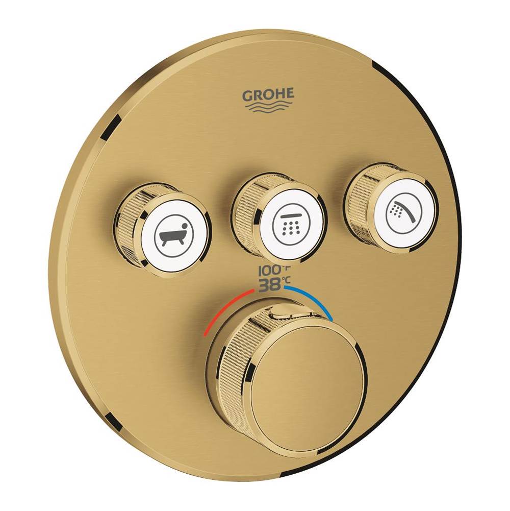 Grohe - Triple Function Thermostatic Valve Trim - Brushed Cool Sunrise