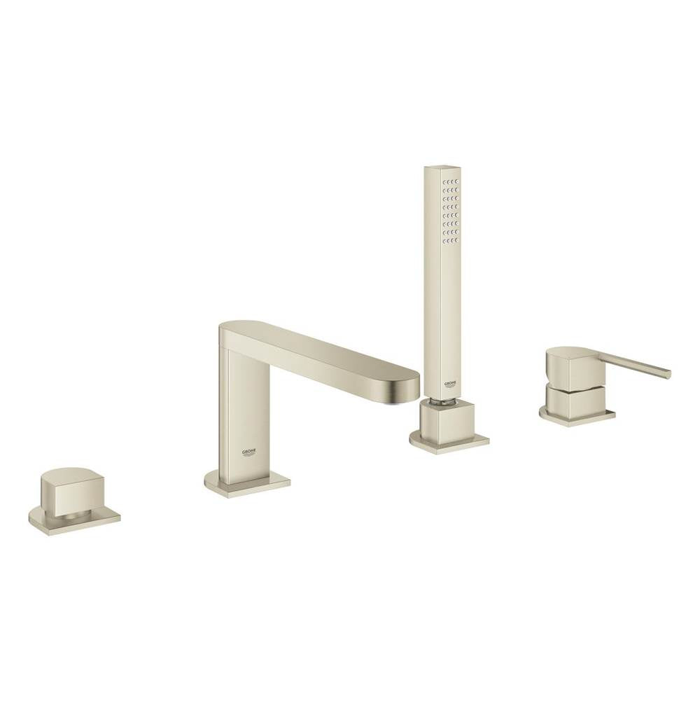 Grohe - 4-Hole Single-Handle Deck Mount Roman Tub Faucet with 1.75 GPM Hand Shower - Brushed Nickel