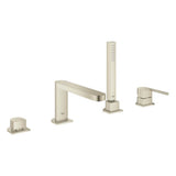 Grohe - 4-Hole Single-Handle Deck Mount Roman Tub Faucet with 1.75 GPM Hand Shower - Brushed Nickel