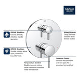 TIMELESS PRESSURE BALANCE VALVE TRIM WITH 3-WAY DIVERTER WITH CARTRIDGE