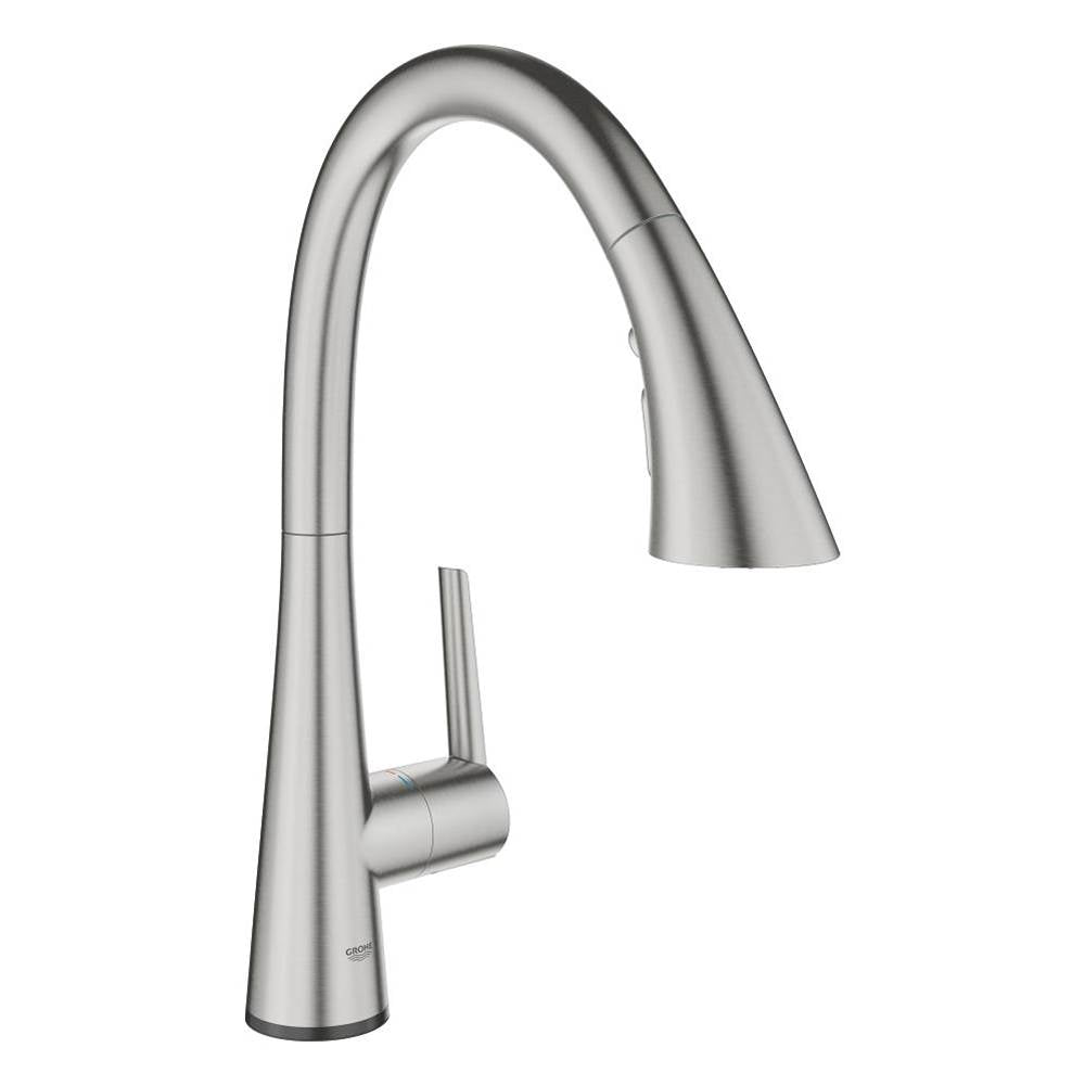 Grohe - Single-Handle Pull Down Kitchen Faucet Triple Spray 1.75 GPM with Touch Technology - Supersteel