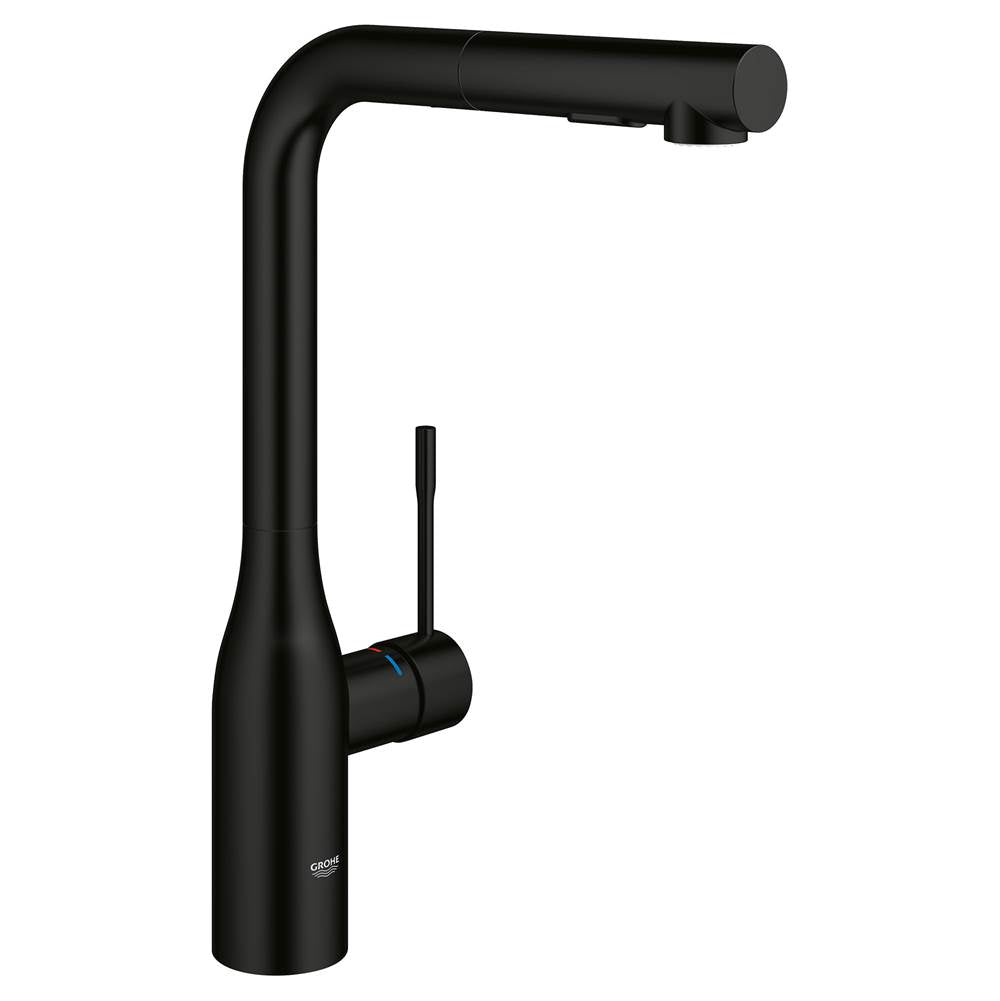 Grohe - Single-Handle Pull-Out Kitchen Faucet Dual Spray 1.75 GPM - Matte Black