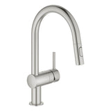 Grohe - Minta Single-Handle Pull-Down Kitchen Faucet Dual Spray 1.75 GPM - Supersteel